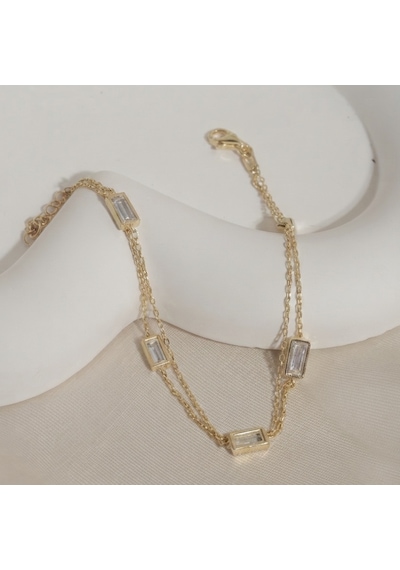 Zirkon Taşlı Zincir Bileklik 718556 Gold Gümüş