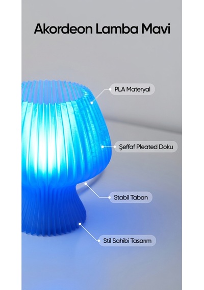 Akordeon Tasarım Masa Lambası - 3d Pleated Doku Dekoratif Gece Lambası Modern Ev Hediyesi Aydınlatma Mavi