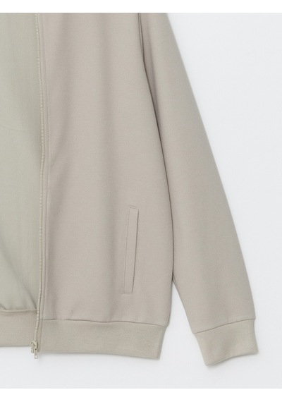 Lcwaıkıkı Basic Bej Kolej Yaka Uzun Kollu Erkek Fermuarlı Sweatshirt