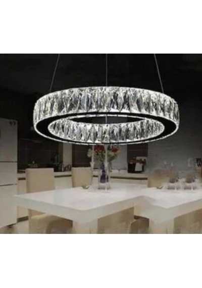 Ala Lighting Plaket Kristal Taş İşlemeli Krom Paslanmaz Tekli Led Avize - Kumandalı 3 Renk Krom Ayna
