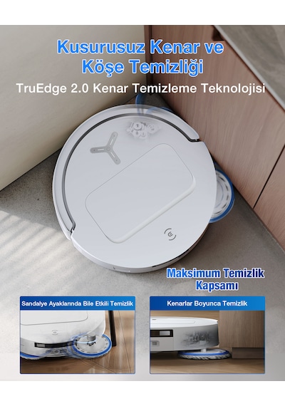 Ecovacs Deebot T50S Omni Robot Süpürge 25000 Pa Emiş Gücü Beyaz