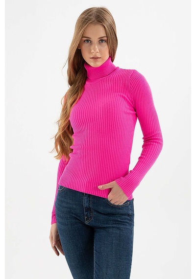 Fashion Friends Kadın Fitilli Balıkçı Yaka Kazak 23k0288k1 Fuşya