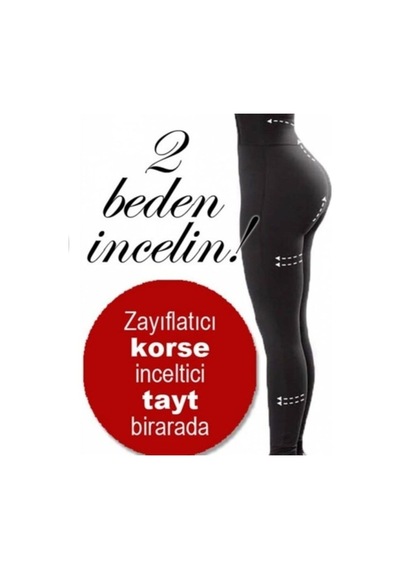 Form Angel Kadın Siyah Lazer Kesim Yüksek Bel Korseli Tayt 1026 SiYAH