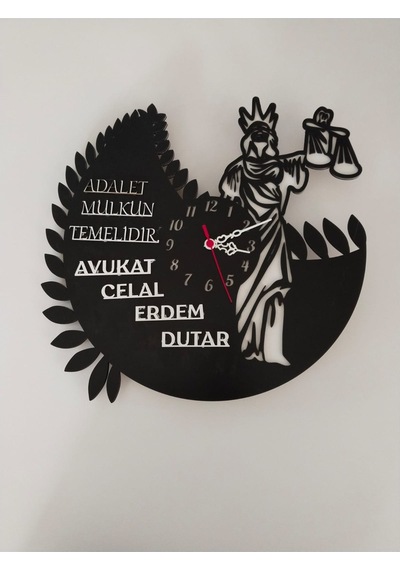 Avukat Avukatlık Bürosu Kişiye Özel İsim Yazılı Duvar Saati 2323 Çok Renkli