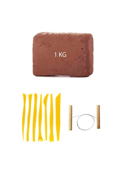 1 KG Kırmızı Seramik Hamuru Plastik Ebeşuar Çamur Kesme Teli