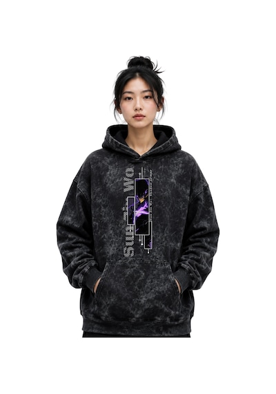 Sevbano Sung Jin Woo Solo Leveling Anime Baskılı Unisex Oversize Yıkamalı Siyah