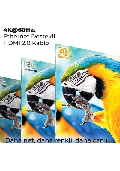 Bix Nhd02 4k 60hz Yüksek Hızlı Hdmı & Ethernet Kablosu, 18gbps Ve