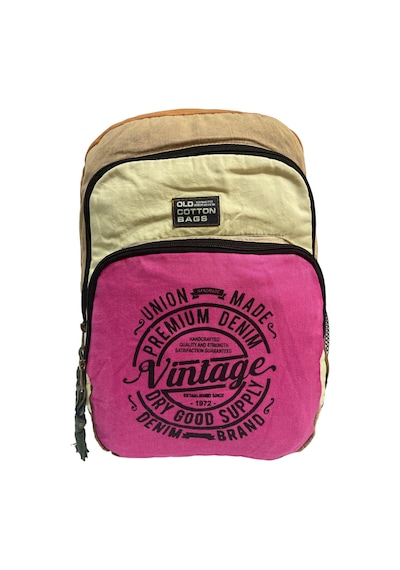 Old Cotton Cargo Kaliteli Vintage Disayn Sırt Gezi Çantası New Patchwork 5017 Pembe