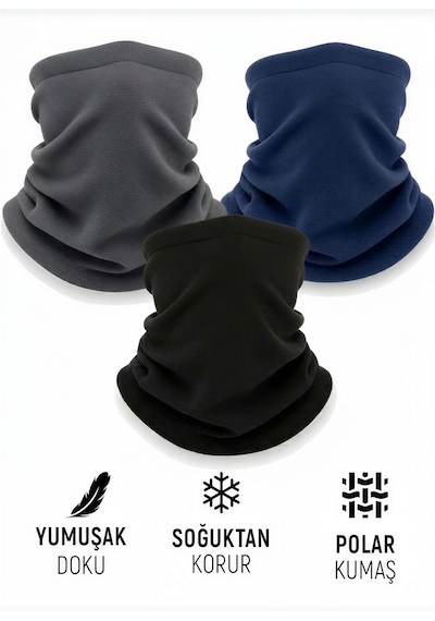 Qu-tex Qulothes 3 Lü Kombin Set Termal Polar Soğuk Geçirmez Bere & Boyunluk Unisex Kışlık Ayarlanabili İp Çok Renkli
