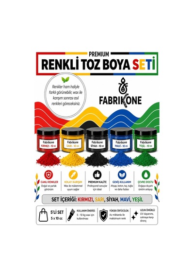 Toz Mum Boyası Seti 10 Cc 5'li Soya & Parafin Wax Için Kırmızı, Sarı, Siyah, Mavi, Yeşil Bkfab5ksrsmy10g Karışık