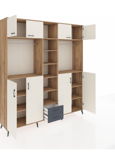 Hyperion Dolap 14 Raflı 2 Çekmeceli 2 Askılı 220x44x243 Çam-aytaşı/antrasit Aytası/antrasıt Hyperion Dolap 14 Raflı 2 Çekmeceli 2 Askılı 220x44x243 Çam-aytaşı/antrasit Aytası/antrasıt