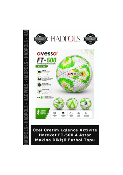 Özel Üretim Eğlence Aktivite Hareket Ft-500 4 Astar Makina Dikişli Futbol Topu Yeşil