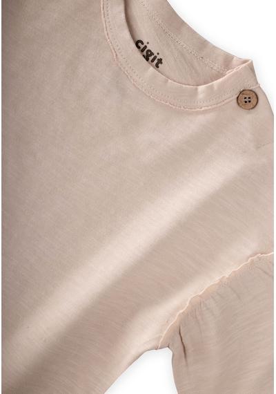 Cigit Uzun Kollu T-shirt Takım 2-7 Yaş Ekru Ekru