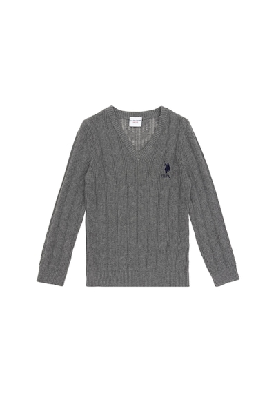 U.s. Polo Assn. Erkek Çocuk Gri Melanj Kazak /triko 50315639-vr086 Gri Melanj