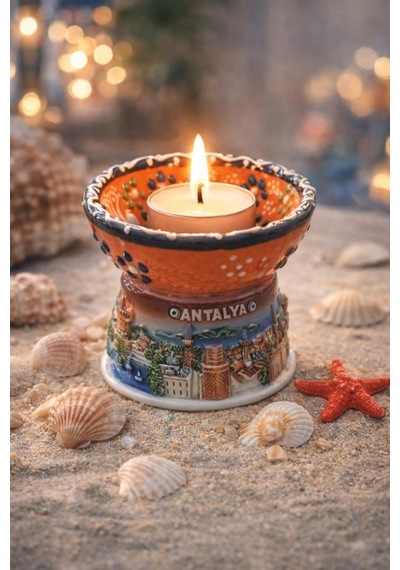 Masa Üstü Mum Aksesuarı Seramik Tealight Uyumlu Dekor Ürünü 6,5 Cm Ø 8 Cm Çok Renkli
