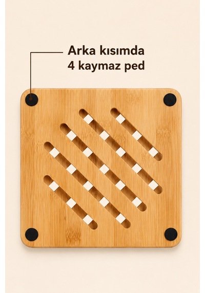Kaymaz Bambu Nihale - Ahşap Nihale - Çaydanlık Tencere Tava Isıya Dayanıklı Yanmaz
