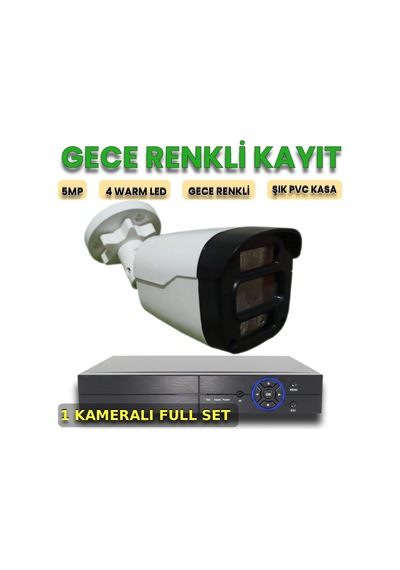 1 Li Insan Araç Yüz Algılayan Gece Renkli Gösteren Pvc Kasa Güvenlik Kamera Seti