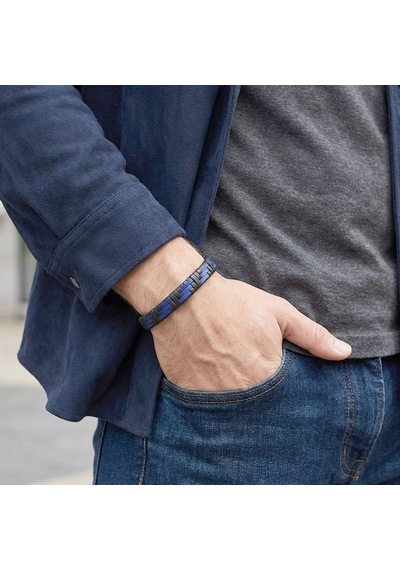 Moncuk Design Mavi Ve Siyah Deri Örgü Ve Çelik Bileklik 33513b9d2 Çok Renkli