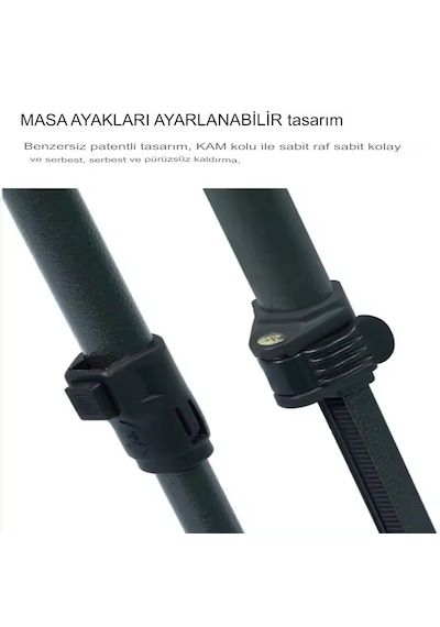 Büyük Boy Siyah Katlanır Kamp Masası Piknik Set Çanta Balkon Masa Siyah