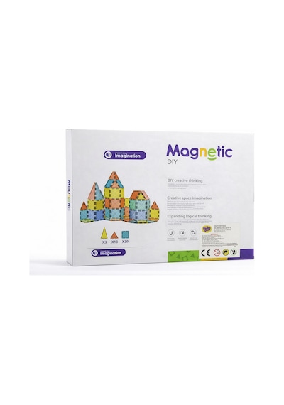 Magnetic 55 Parça Manyetik Yapı Blokları Eğitici Zeka Oyunu Renkli İnşa Seti Çocuk Kare Parça 5.5 Cm