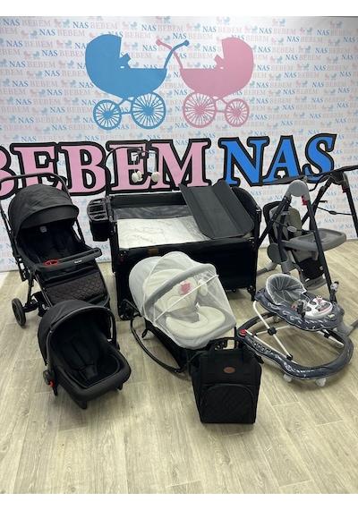 Bebemnas Tweeter Yeni Doğan Bebek Çeyiz Seti Bebek Arabası - Puset - Çanta - Park Beşik + Salıncak + Anadizi + Yürüteç
