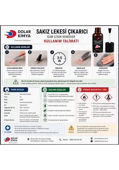 Sakız Sökücü Fırçalı Kapak 30 Ml Sakız Leke Çözücü Çıkartıcı Temizleyici Tekli