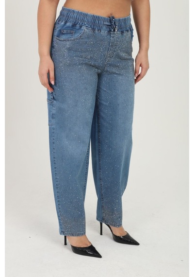 Zanessi Fashıon Büyük Beden Yüksek Bel Taş Detaylı Likralı Denim Mom Fit Kadın Pantolon Mavi Zanessi Fashıon Büyük Beden Yüksek Bel Taş Detaylı Likralı Denim Mom Fit Kadın Pantolon Mavi