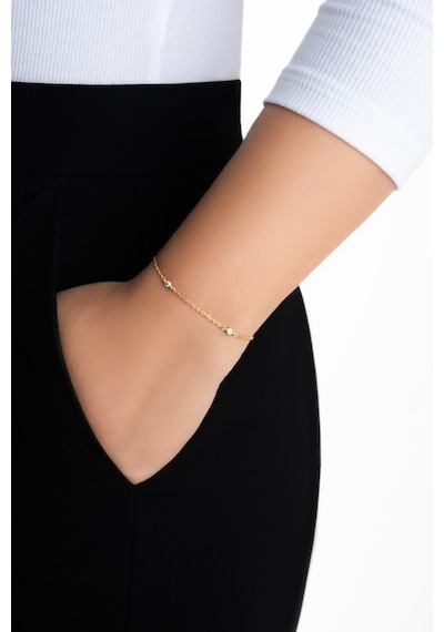 Minimal Nazar 18 Ayar Sarı Altın Kaplama 19 Cm Gümüş Bileklik Sarı