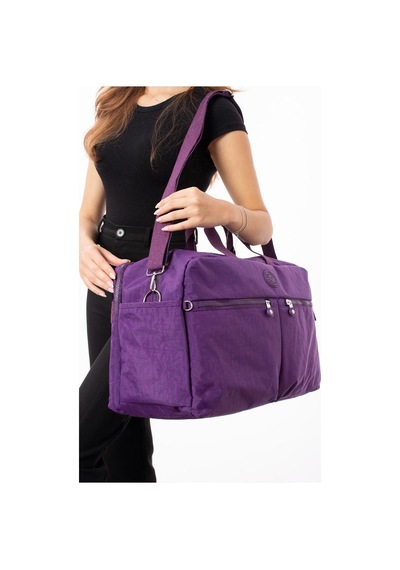 Baginn Seyehat Spor Çantası Kabin Boy Valiz 45 35 Cm Omuz Ve Çapraz Askılı Hafif Klinkır Çanta Su İtici Mor