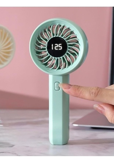 Mini,taşınabilir,şarjlı, Led Göstergeli El Fanı Yeşil Zb162y Diğer
