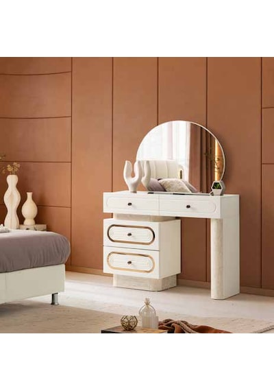 Azure Tamamı Mdf Membranlı Kapaklı Reflekte Camlı Yatak Odası Takımı Baza Ve Yatak Hariç Başlık Dahil