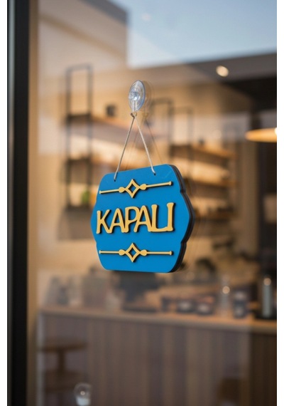 Turkuaz Ahşap Butik Açık/kapalı Tabelası - Akrilik Boyalı Özel Tasarım