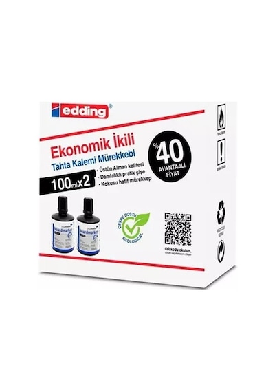 Edding Tahta Kalemi Mürekkebi 100ML 2'li Siyah