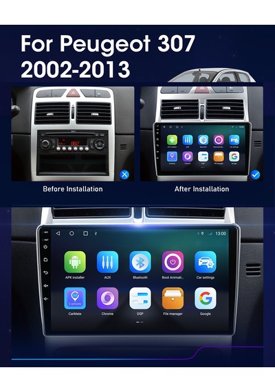 Exvol Peugeot 307 Multimedya 9 İnc Hd Ips Ekran Android 10 Sürüm 2+32