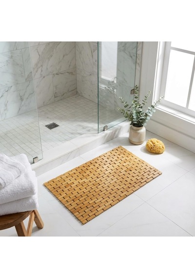 Deconox Doğal Bambu Banyo Paspası 42x62 Cm - Suya Dayanıklı Kaymaz Tabanlı Ahşap Duş Önü Paspas Spa Ve Sauna Diğer