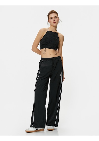Koton Crop Paraşüt Üst Halter Yaka Stoper Detaylı Siyah 4sal30010ıw 4SAL30010IW999