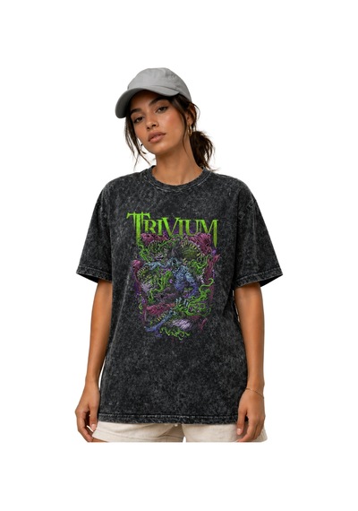 Trivium Rock Metal Müzik Grubu Ön Baskılı Unisex Oversize Vintage Siyah