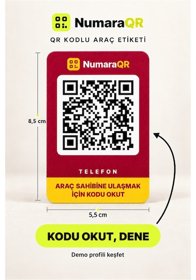 Qr Kodlu Numaratör Araç Ve Motosiklet İçin Qr Etiket Park Numaratörü 8,5x5,5 Cm Kırmızı Numaraqr