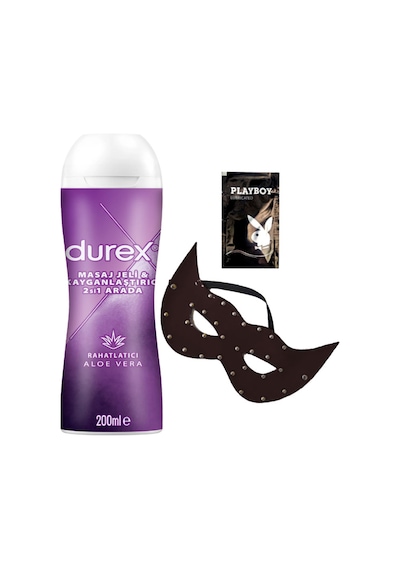 Durex Aloe Vera 2'si 1 Arada Masaj & Kayganlaştırıcılı Jel + Siyah Deri Göz Maskesi + Hediye