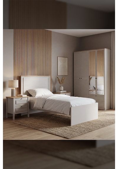 Taiga 4 Kapaklı 2 Çekmeceli Gardırop/dolap 137x210x52 Cm Buz Gri Country Tasarım