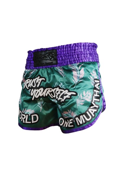 Dragondo Mt3407 One World Muay Thai Şortu Nakışlı Şort Yeşil