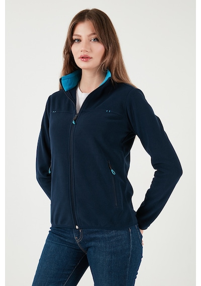 Lela Slim Fit Anti-Pilling Tüylenme Yapmayan Fermuarlı Cepli  Hırka Bayan Polar 5907002 Lacivert