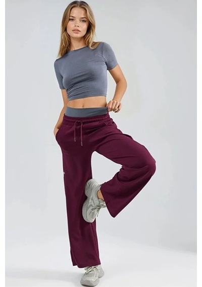 Fiolin Soft Touch Modal Dokulu Fiyonk Detaylı Pantolon Bordo