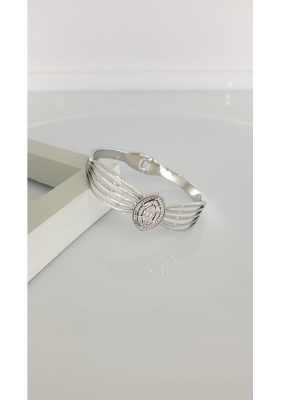 Baget Taşlı Çelik Kelepçe Sns006 Altın - Gümüş - Rose