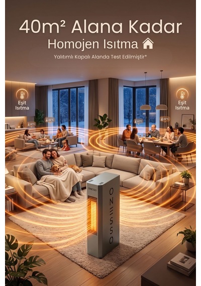 Onesso Pro 4000w Sessiz Elektrikli Fanlı Isıtıcı - 3 Modlu Termostatlı 40m²'ye Kadar Etkili, 2sn Hızlı Isınma, Ev & Ofis & Atölye 2 Yıl li