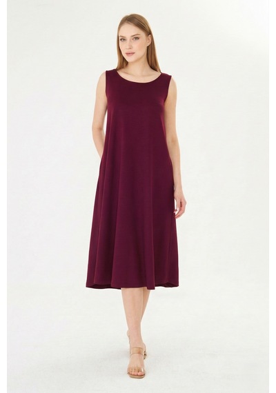 Sortie Collection Basic Kolsuz Modal Cepli Çan Elbise Bordo