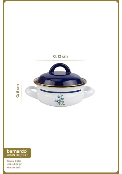 Bernardo Sapphire Emaye Mini Pot 12 Cm Siyah