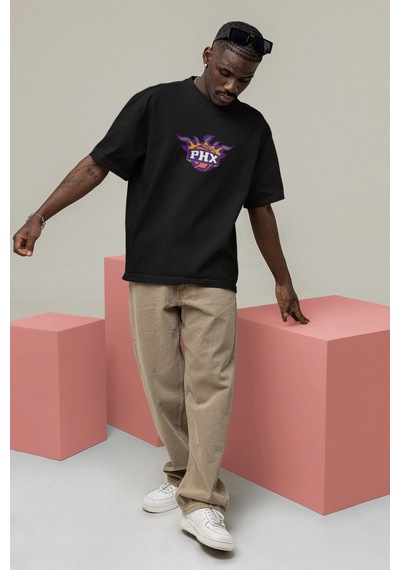 Noıssey Phoenix Suns Retro Tasarımlı Unisex Oversize T-shirt Siyah
