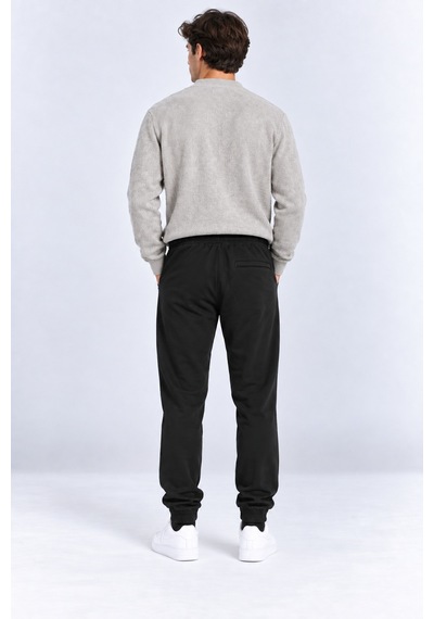 Ahengim Erkek Beli Lastikli Bağcıklı Cepli Jogger Eşofman Altı Siyah & Lacivert Ak8001