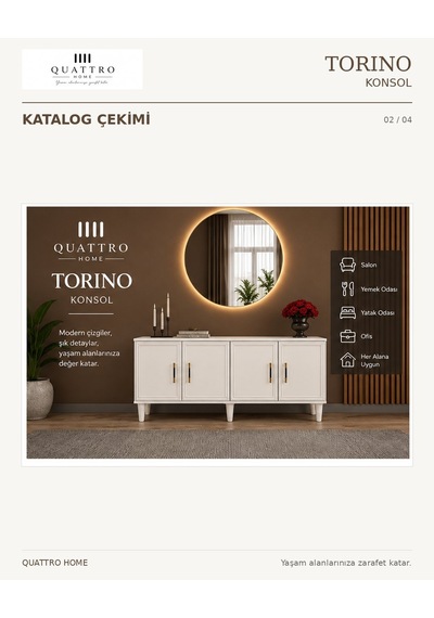 Torıno Konsol Krem Açık Ceviz